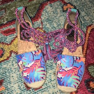 Colorful Ankle Lace Up Espadrilles Sandals